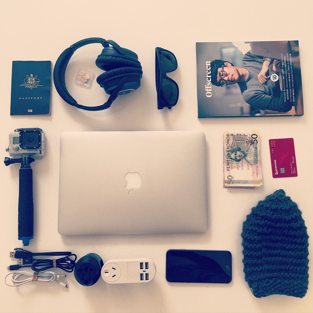 Packing my backpack for a trip to Sweden tonight! #yeeww #travel #flatlay