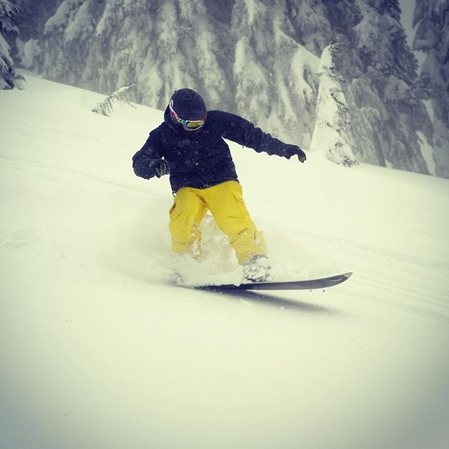 Ev carving on the pow board