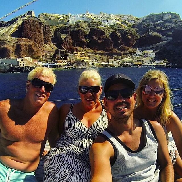 The crew in Santorini