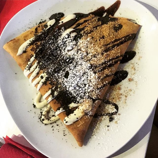 Crepe with way too many types of chocolate